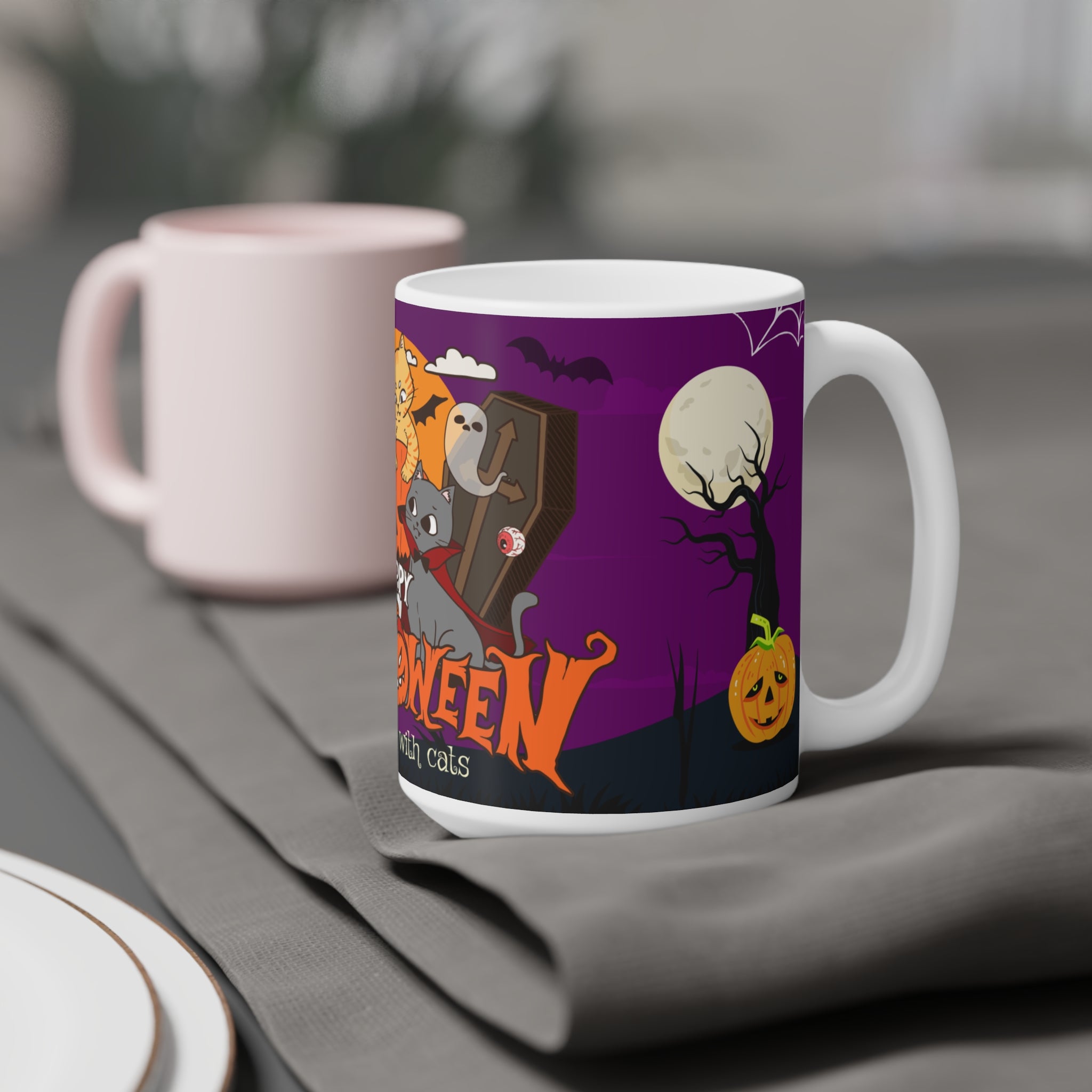 Happy Halloween is Better with Cats | Ceramic Mugs